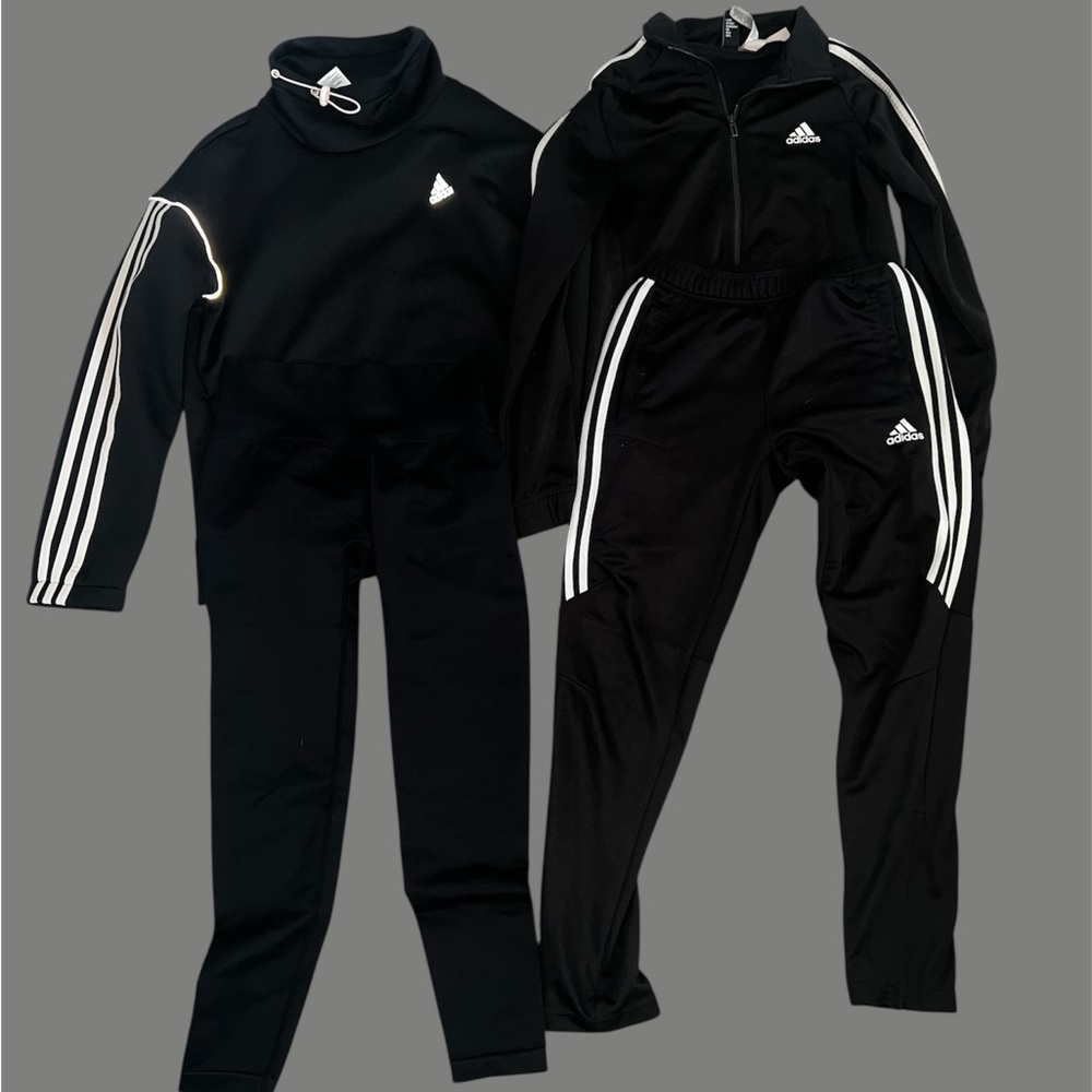 2 pair Bundle: Adidas Black Tracksuit with White Accents